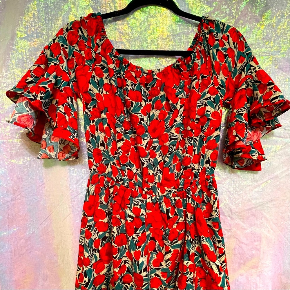 Vintage red floral salsa Dress